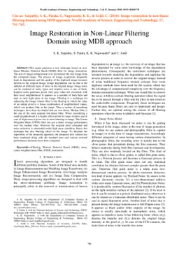 Image Restoration in Non-Linear Filtering Domain using MDB approach