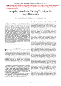 Adaptive Non-linear Filtering Technique for Image Restoration