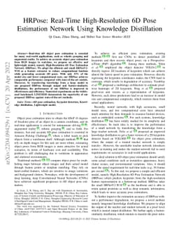 HRPose: Real-Time High-Resolution 6D Pose Estimation Network Using
  Knowledge Distillation