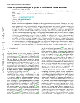 Noise mitigation strategies in physical feedforward neural networks