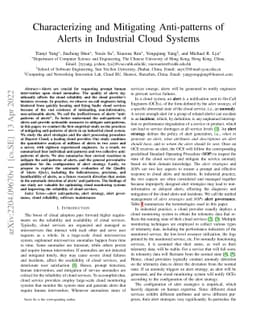 Characterizing and Mitigating Anti-patterns of Alerts in Industrial
  Cloud Systems