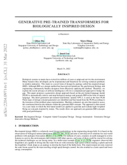 Generative Pre-Trained Transformers for Biologically Inspired Design
