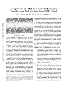 Coverage Control for a Multi-robot Team with Heterogeneous Capabilities
  using Block Coordinate Descent (BCD) Method