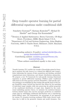 Deep transfer operator learning for partial differential equations under
  conditional shift