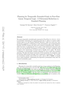 Planning for Temporally Extended Goals in Pure-Past Linear Temporal
  Logic: A Polynomial Reduction to Standard Planning