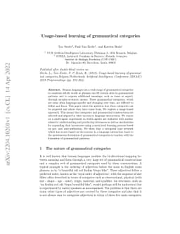 Usage-based learning of grammatical categories