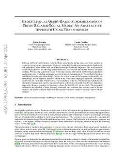 Cross-Lingual Query-Based Summarization of Crisis-Related Social Media:
  An Abstractive Approach Using Transformers