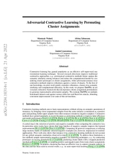 Adversarial Contrastive Learning by Permuting Cluster Assignments