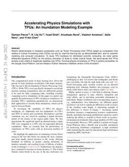 Accelerating Physics Simulations with TPUs: An Inundation Modeling
  Example