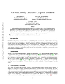 NLP Based Anomaly Detection for Categorical Time Series