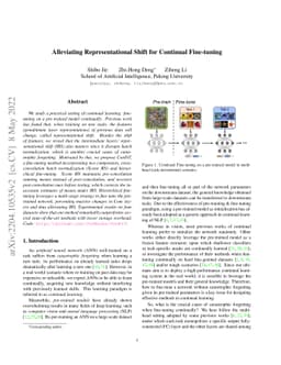 Alleviating Representational Shift for Continual Fine-tuning