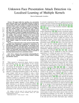 Unknown Face Presentation Attack Detection via Localised Learning of
  Multiple Kernels