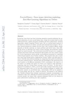 Tweets2Stance: Users stance detection exploiting Zero-Shot Learning
  Algorithms on Tweets