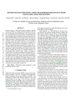 Diverse Instance Discovery: Vision-Transformer for Instance-Aware
  Multi-Label Image Recognition