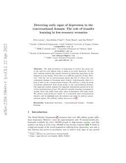 Detecting early signs of depression in the conversational domain: The
  role of transfer learning in low-resource scenarios