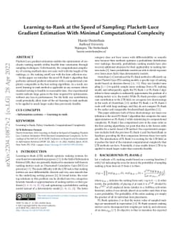 Learning-to-Rank at the Speed of Sampling: Plackett-Luce Gradient
  Estimation With Minimal Computational Complexity