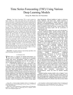 Time Series Forecasting (TSF) Using Various Deep Learning Models