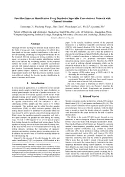 Few-Shot Speaker Identification Using Depthwise Separable Convolutional
  Network with Channel Attention