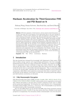 Hardware Acceleration for Third-Generation FHE and PSI Based on It