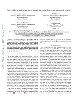 Ordered-logit pedestrian stress model for traffic flow with automated
  vehicles