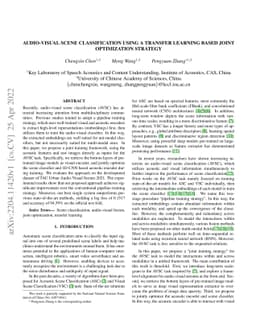 Audio-Visual Scene Classification Using A Transfer Learning Based Joint
  Optimization Strategy