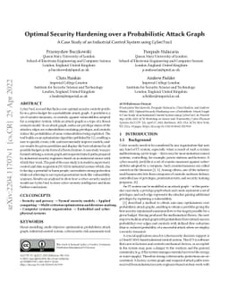 Optimal security hardening over a probabilistic attack graph: a case
  study of an industrial control system using the CySecTool tool