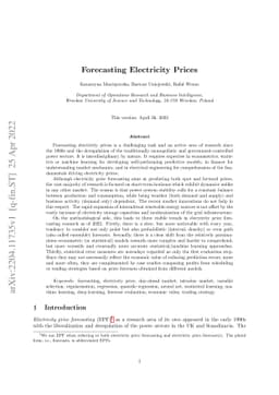 Forecasting Electricity Prices