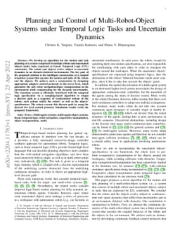 Planning and Control of Multi-Robot-Object Systems under Temporal Logic
  Tasks and Uncertain Dynamics