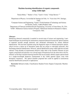 Machine learning identification of organic compounds using visible light