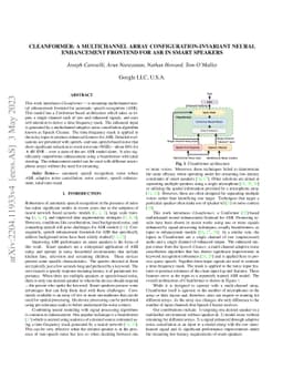 Cleanformer: A multichannel array configuration-invariant neural
  enhancement frontend for ASR in smart speakers