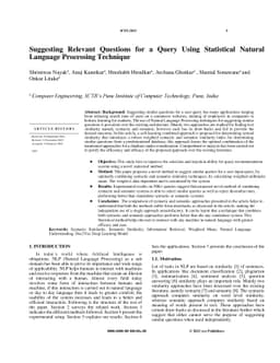 Suggesting Relevant Questions for a Query Using Statistical Natural
  Language Processing Technique