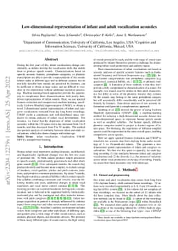 Low-dimensional representation of infant and adult vocalization
  acoustics