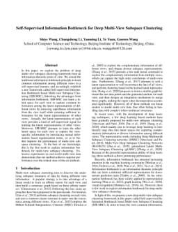 Self-Supervised Information Bottleneck for Deep Multi-View Subspace
  Clustering
