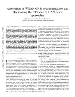 Application of WGAN-GP in recommendation and Questioning the relevance
  of GAN-based approaches
