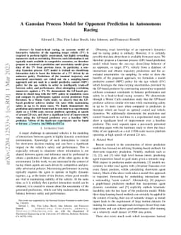 A Gaussian Process Model for Opponent Prediction in Autonomous Racing