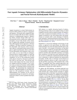 Fast Aquatic Swimmer Optimization with Differentiable Projective
  Dynamics and Neural Network Hydrodynamic Models