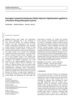 Surrogate Assisted Evolutionary Multi-objective Optimisation applied to
  a Pressure Swing Adsorption system