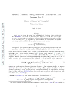 Optimal Closeness Testing of Discrete Distributions Made (Complex)
  Simple