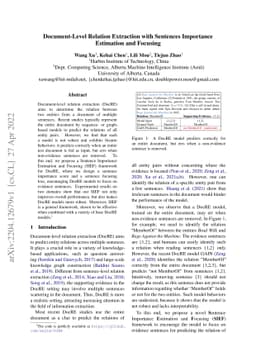Document-Level Relation Extraction with Sentences Importance Estimation
  and Focusing