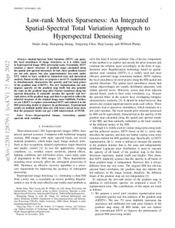 Low-rank Meets Sparseness: An Integrated Spatial-Spectral Total
  Variation Approach to Hyperspectral Denoising