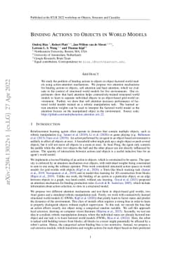 Binding Actions to Objects in World Models