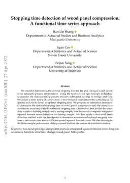 Stopping time detection of wood panel compression: A functional time
  series approach