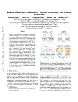 Region-level Contrastive and Consistency Learning for Semi-Supervised
  Semantic Segmentation