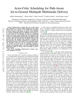 Actor-Critic Scheduling for Path-Aware Air-to-Ground Multipath
  Multimedia Delivery