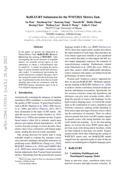 RoBLEURT Submission for the WMT2021 Metrics Task