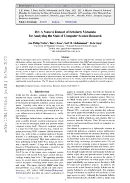D3: A Massive Dataset of Scholarly Metadata for Analyzing the State of
  Computer Science Research