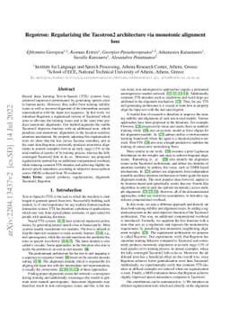 Regotron: Regularizing the Tacotron2 architecture via monotonic
  alignment loss