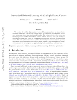 Personalized Federated Learning with Multiple Known Clusters