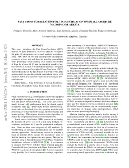 Fast Cross-Correlation for TDoA Estimation on Small Aperture Microphone
  Arrays