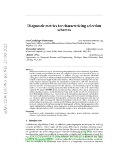 A suite of diagnostic metrics for characterizing selection schemes